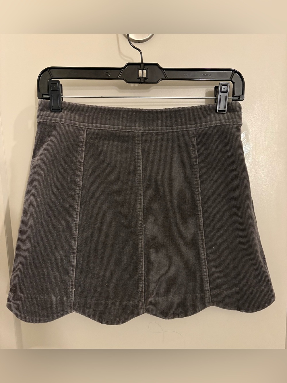 Altar'd State Scalloped Hem Corduroy Mini Skirt - Charcoal Gray